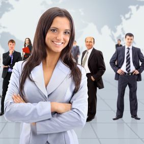 business woman and her team