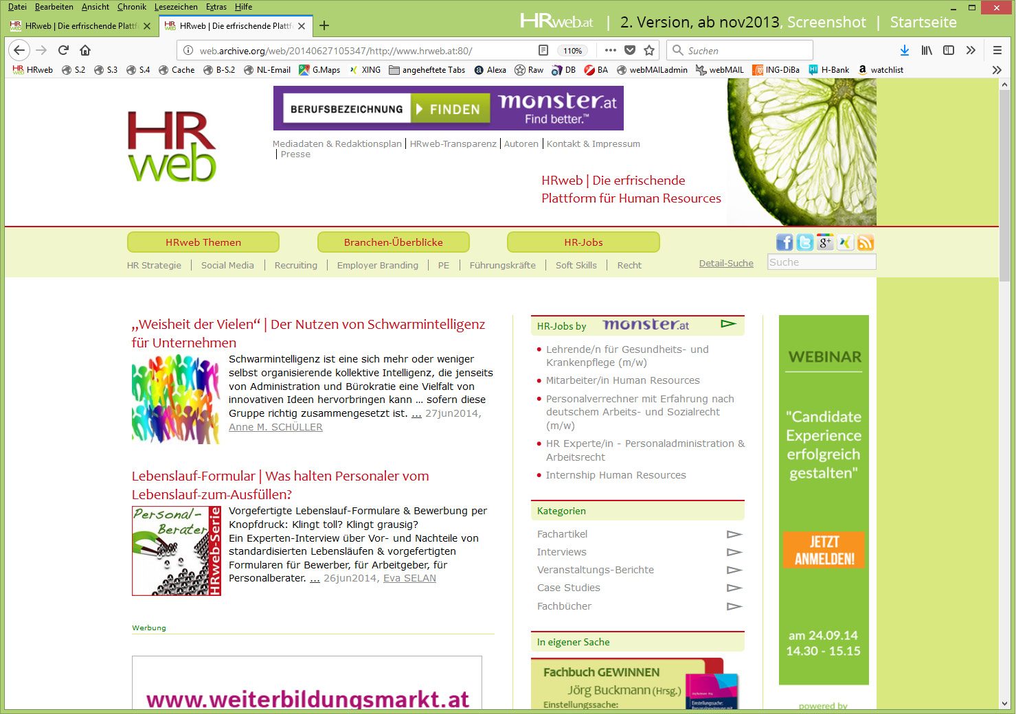 Screenshot HRweb 2013